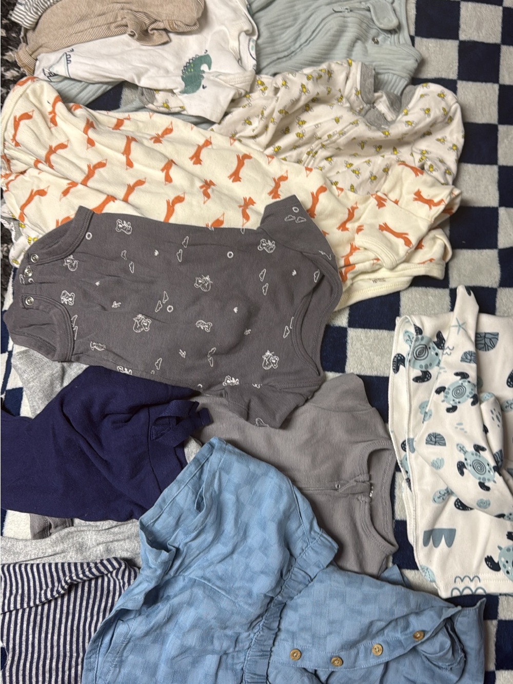 Neutral & Blue Baby Onesie Mix - Gray, Cream, Blue